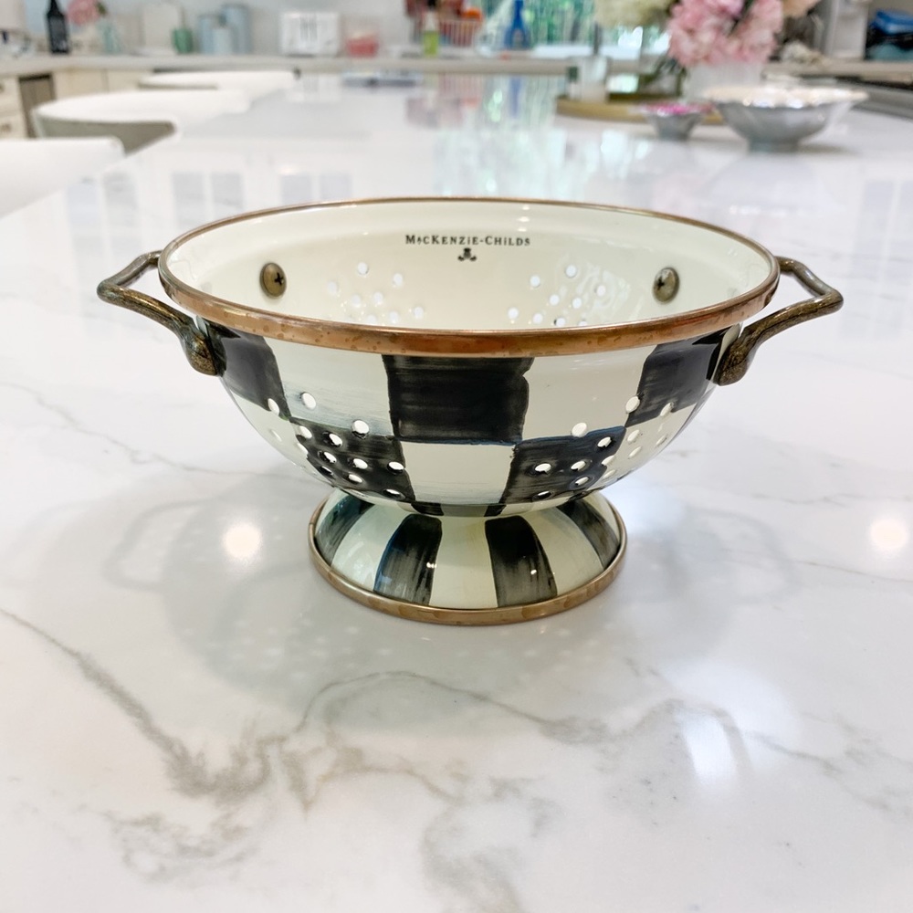 Mackenzie-Childs Courtly Check Enamel Colander